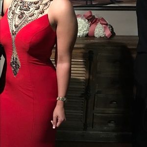 Betsy & Adam Red Long Dress